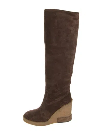Pre-owned Tod's Suede Riding Boots In Brown