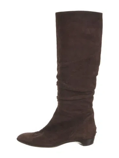 Pre-owned Tod's Suede Riding Boots In Brown