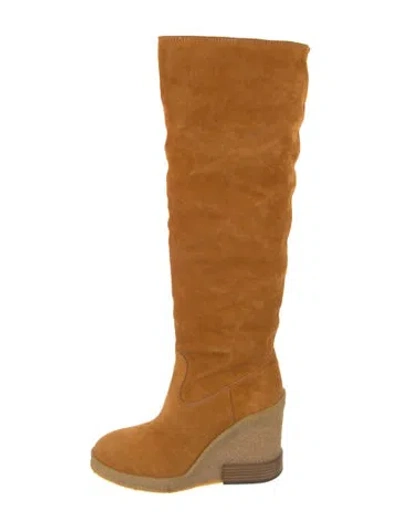 Pre-owned Tod's Suede Riding Boots In Orange