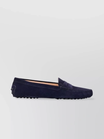 Tod's Gommini Suede Driver Penny Loafers In Blue