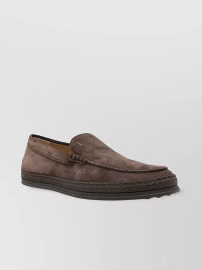 Tod's Suede Round Toe Rubber Sole Slippers