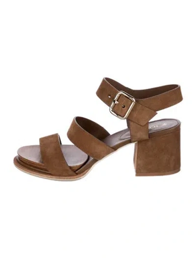 Pre-owned Tod's Suede Sandals In Brown/neutrals