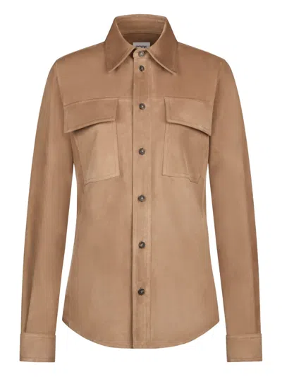 Tod's Pashmy-bluse Aus Veloursleder In Brown