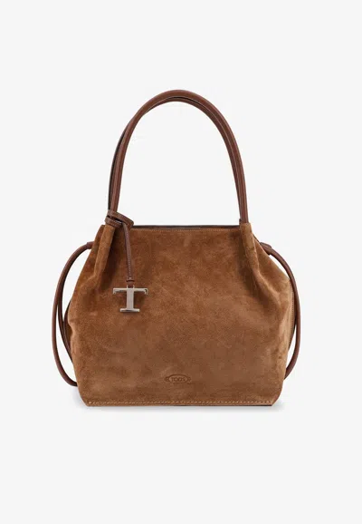 Tod's Suede Shoulder Bag In Brown