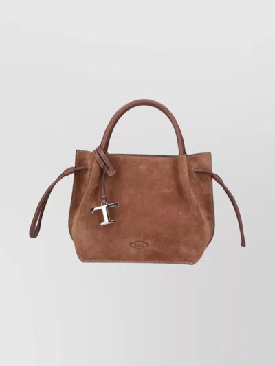 Tod's Suede Shoulder Bag Metal Hardware In Brown