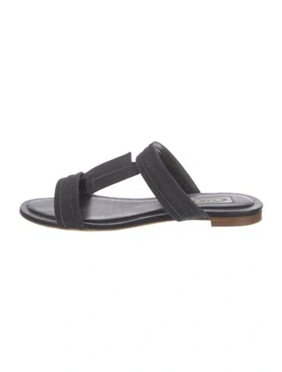 Pre-owned Tod's Suede Slides In Black