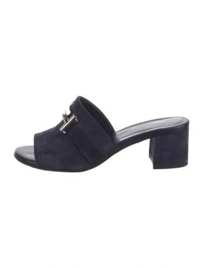 Pre-owned Tod's Suede Slides In Blue