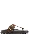 Tod's Buckle Detail Flat Sole Open Toe Slide In Brown