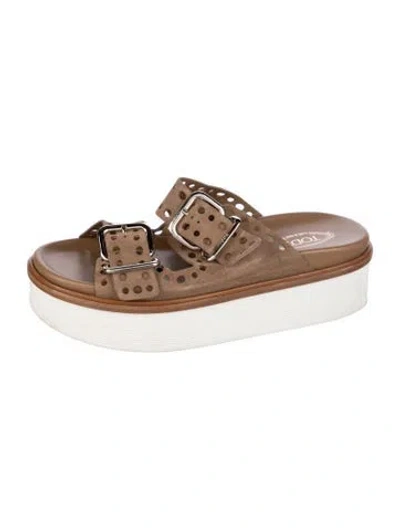 Pre-owned Tod's Suede Slides In Brown