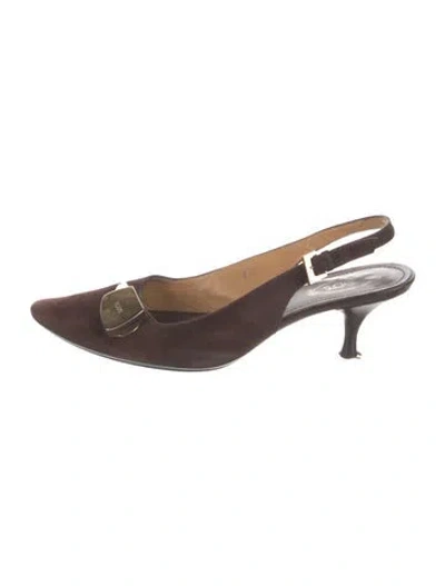Pre-owned Tod's Suede Slingback Pumps In Brown