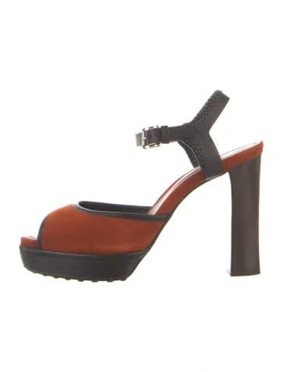 Pre-owned Tod's Suede Slingback Pumps In Orange
