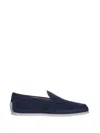 Tod's Raffia-midsole Suede Loafers In Blu Galassia