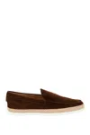 Tod's Suede Loafers With Round Toe And Braided Jute Sole In Brown