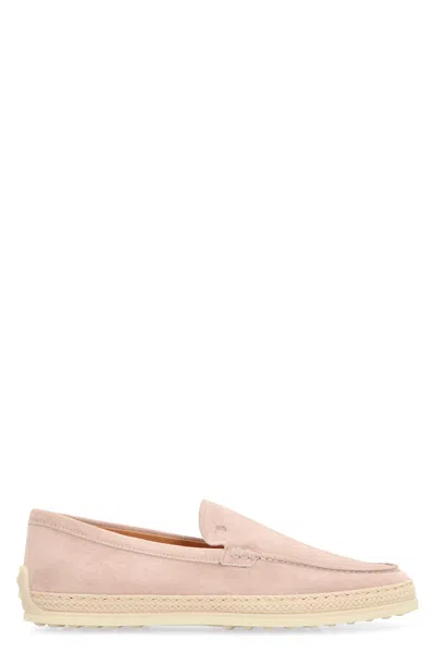 Tod's Suede Slipper Loafers In Beige