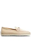 Tod's Suede Slipper Loafers With Double T Ring Accessory Shoes In Nude & Neutrals