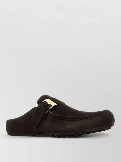 Tod's Suede Slippers Buckle Detail Rubber Sole