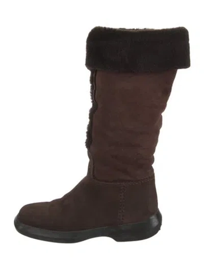 Pre-owned Tod's Suede Slouch Boots In Brown