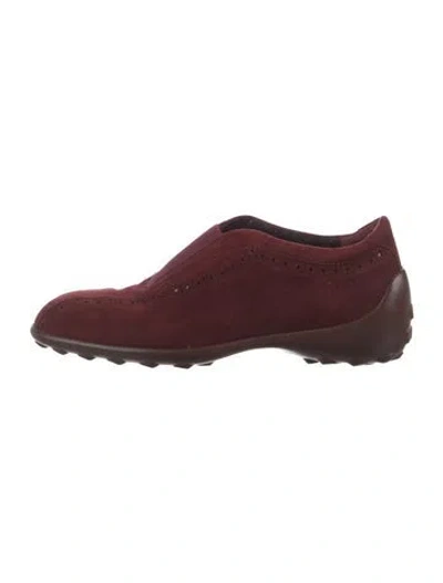 Pre-owned Tod's Suede Sneakers In Burgundy