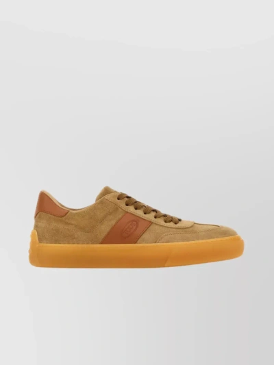 TOD'S SUEDE SNEAKERS WITH ANKLE PADDING AND LOGOED LEATHER PATCH