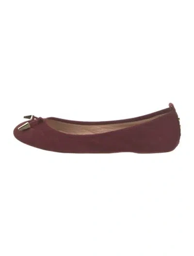 Pre-owned Tod's Suede Studded Accents Ballet Flats In Burgundy