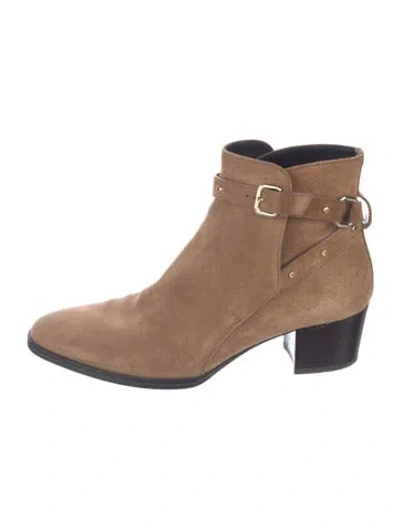 Pre-owned Tod's Suede Studded Accents Boots In Brown