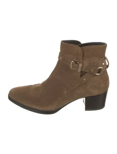 Pre-owned Tod's Suede Studded Accents Boots In Brown