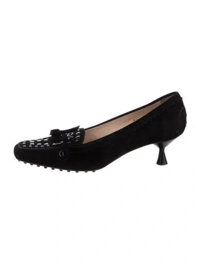 Pre-owned Tod's Suede Studded Accents Pumps In Black