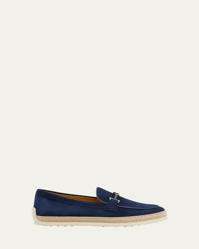 TOD'S SUEDE T-RING ESPADRILLE LOAFERS