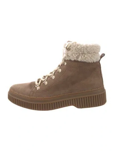 Pre-owned Tod's Suede Tassel Accents Combat Boots In Brown