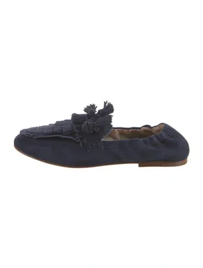 Pre-owned Tod's Suede Tassel Accents Moccasins In Blue
