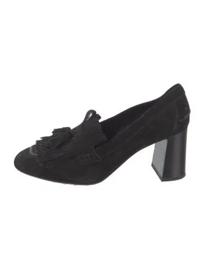 Pre-owned Tod's Suede Tassel Accents Pumps In Black