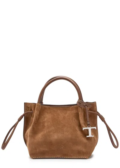 Tod's Tods Suede Top Handle Bag In Brown