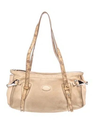 Pre-owned Tod's Suede Top Handle Bag In Neutral