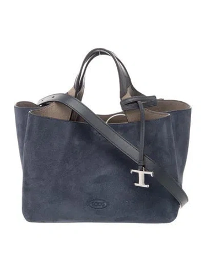 Pre-owned Tod's Suede Top Handle Bag W/ Tags In Blue