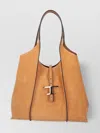 Tod's Suede Top Handle Shoulder Bag Contrast Stitching