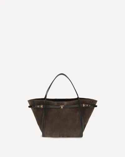 Tod's Suede Tote Bag In Brown
