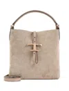 Tod's Suede Tote Bag In Neutral
