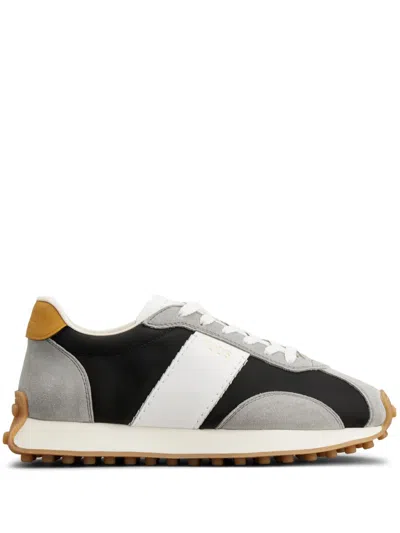 Tod's Suede-trimmed Sneakers In Grey Black White