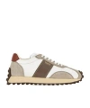 Tod's Fabric And Suede Sneakers With Contrast Panels In White