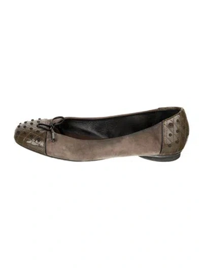 Pre-owned Tod's Suede Tweed Pattern Ballet Flats In Neutrals