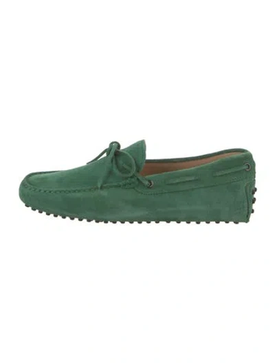Pre-owned Tod's Suede Whipstitch Trim Drivers W/ Tags In Green