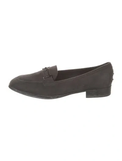 Pre-owned Tod's Suede Whipstitch Trim Loafers In Gray