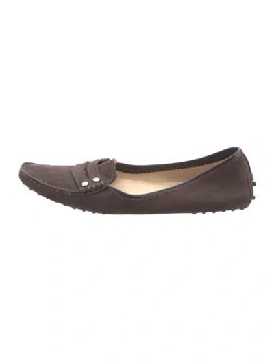 Pre-owned Tod's Suede Whipstitch Trim Loafers In Neutral