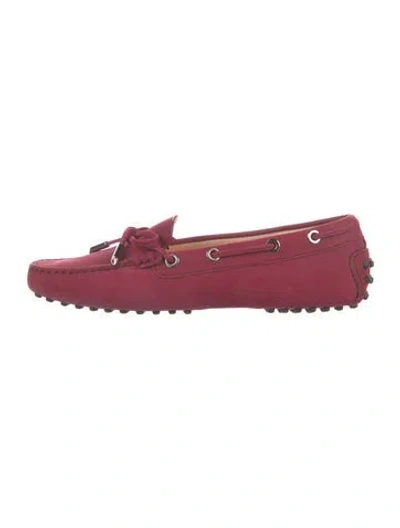 Pre-owned Tod's Suede Whipstitch Trim Loafers In Pink