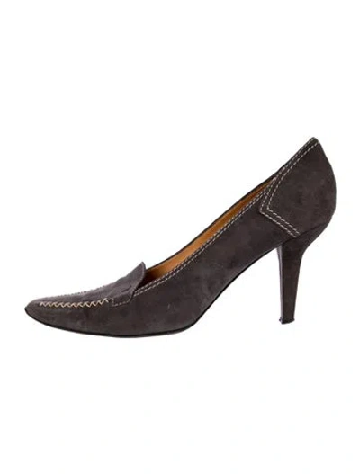 Pre-owned Tod's Suede Whipstitch Trim Pumps In Gray
