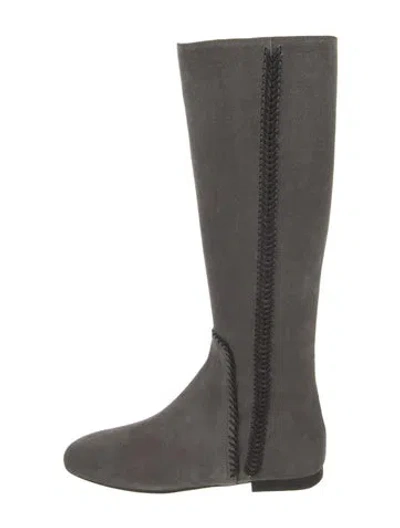Pre-owned Tod's Suede Whipstitch Trim Riding Boots In Neutral