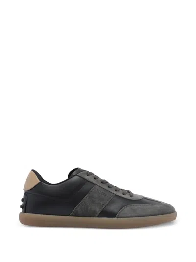 Tod's Leather And Suede Sneakers With Rubber Sole In Brown