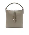Tod's T-buckle Leather Shoulder Bag In Gray