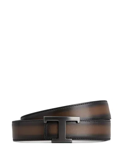 Tod's T-buckle Leather Belt In Brown