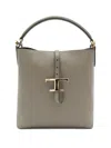 Tod's T-buckle Leather Shoulder Bag In Gray
